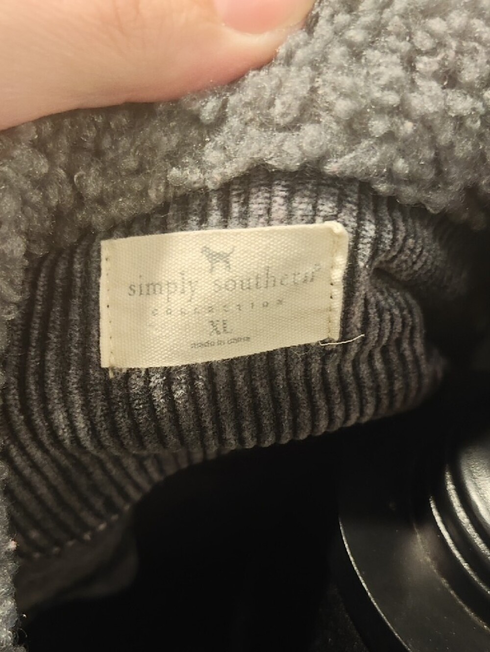 Simply Southern Washed Blue Corduroy Sherpa Jacket - Picture 2 of 6